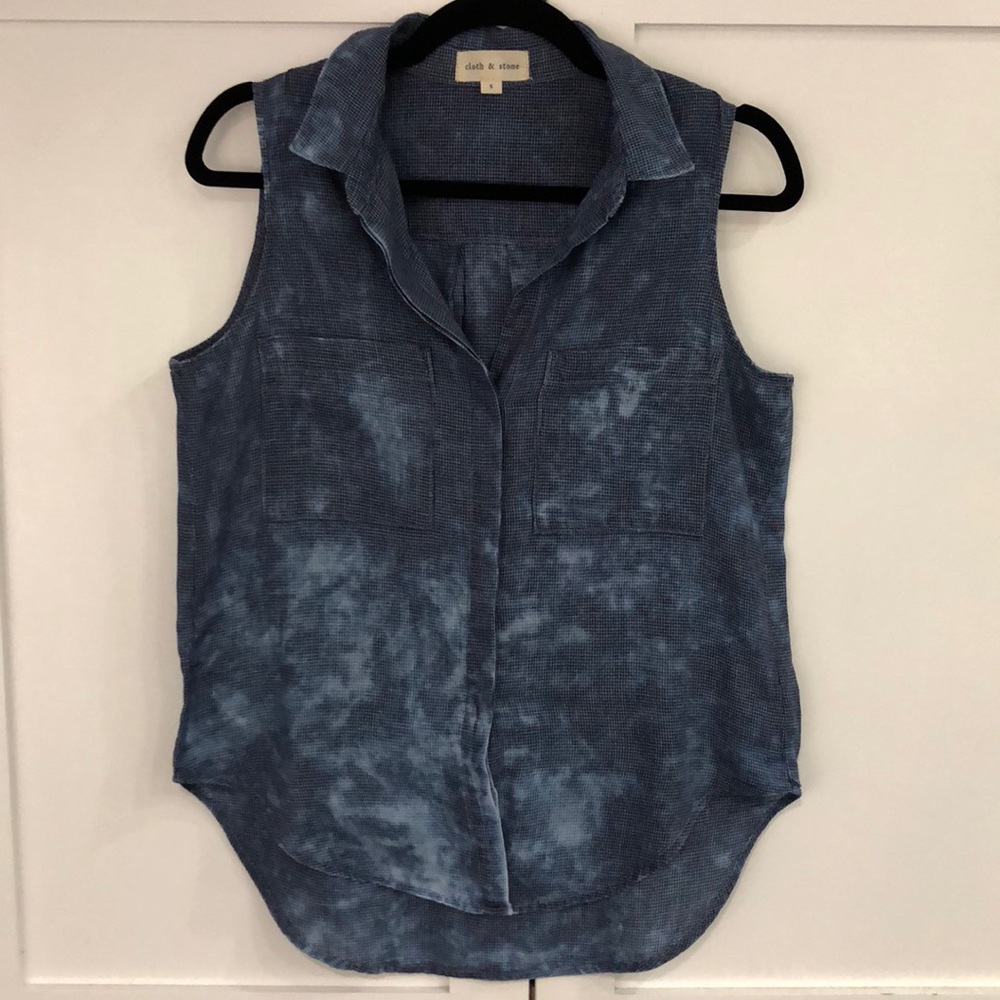 cloth & stone sleeveless tie dye checkered plaid